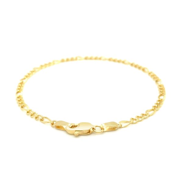 2.6mm 10k Yellow Gold Link Figaro Bracelet For Women