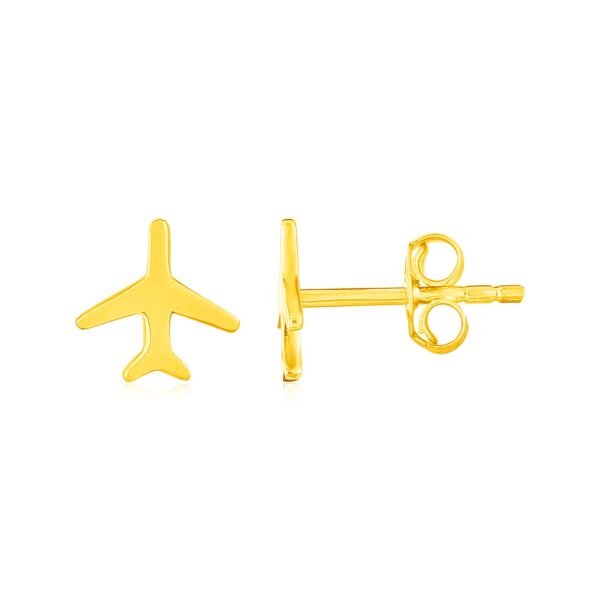 14K Yellow Gold Airplane Earrings
