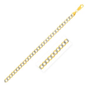 Lite White Pave Curb Chain in 14k Two Tone Gold (6.2 mm)