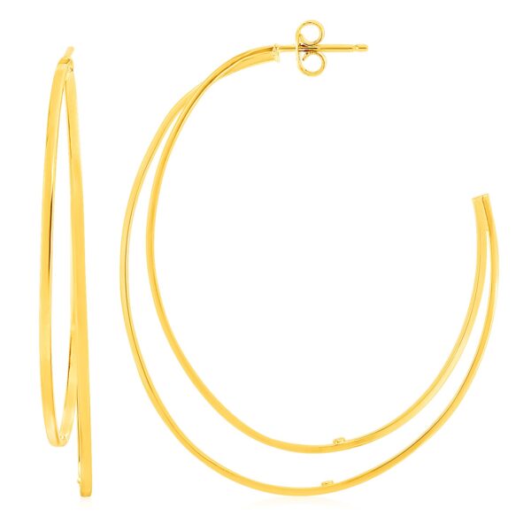 14k Yellow Gold Large Double Hoop Earrings