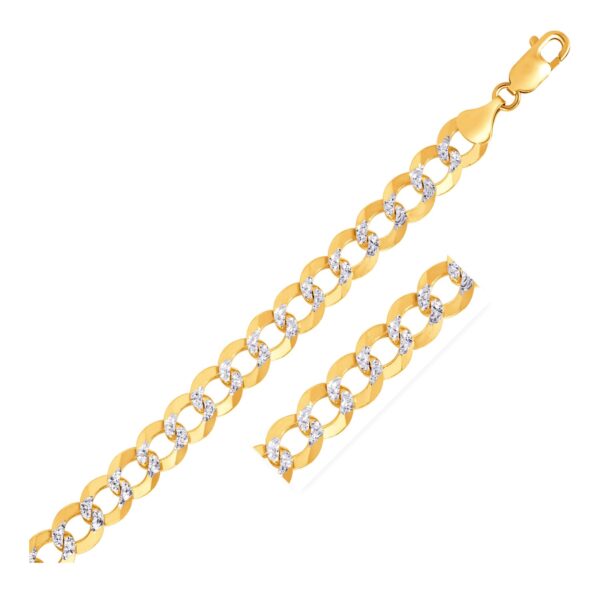 10mm 14k Two Tone Gold Pave Curb Link Bracelet