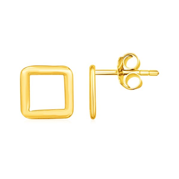 14k Yellow Gold Post Earrings with Open Squares