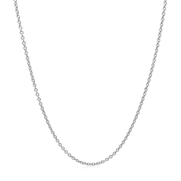 14k White Gold Round Cable Link Chain 1.3mm