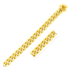 10.5mm 14k Yellow Gold Semi Solid Miami Cuban Link Bracelet