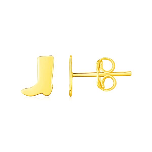 14K Yellow Gold Cowboy Boot Earrings