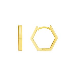 14k Yellow Gold Hexagon Huggie Hoops Earrings