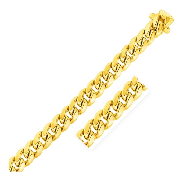 11mm 14k Yellow Gold Semi Solid Miami Cuban Link Bracelet