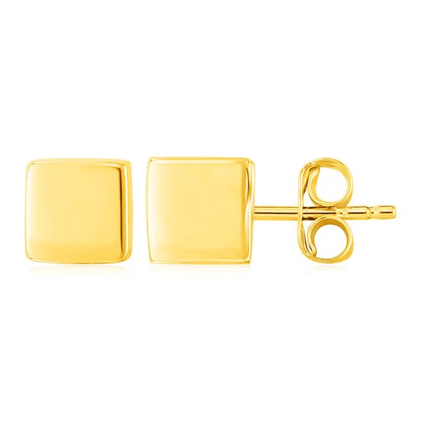 14k Yellow Gold Polished Cube Post Earrings