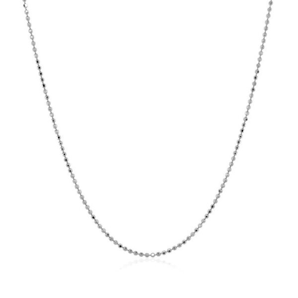 14k White Gold Diamond Cut Bead Chain 1.0mm