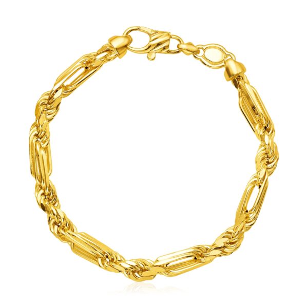 14k Yellow Gold 8.5in Heavy Figaro Chain Bracelet For Men