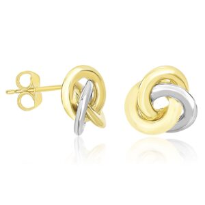 14k Two-Tone Gold Shiny Intertwined Open Circle Earrings