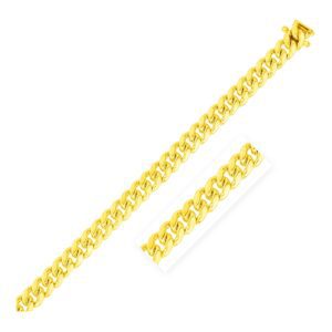 7.0mm 14k Yellow Gold Classic Miami Cuban Solid Link Bracelet