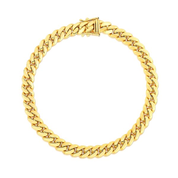 7.0mm 14k Yellow Gold Classic Miami Cuban Solid Link Bracelet