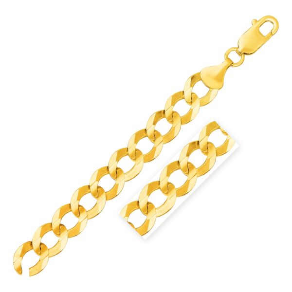 14k Yellow Gold Solid Curb Link Bracelet 12.18mm