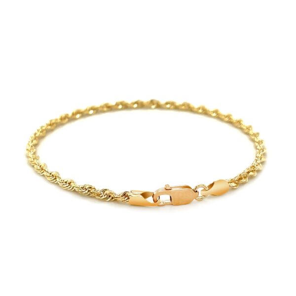 2.75mm 10k Yellow Gold Solid Diamond Cut Rope Bracelet For Women