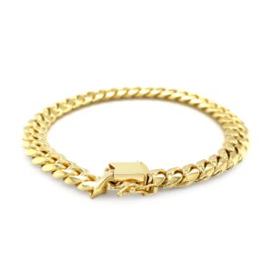 8.25mm 14k Yellow Gold Classic Miami Cuban Solid Link Bracelet