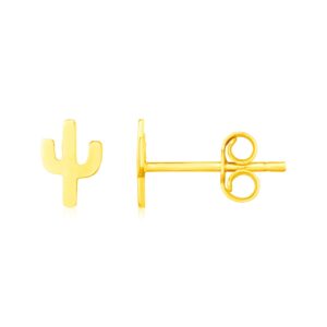 14K Yellow Gold Cactus Earrings