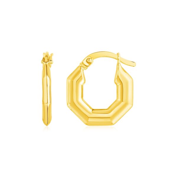 14k Yellow Gold Octagon Hoop Earrings