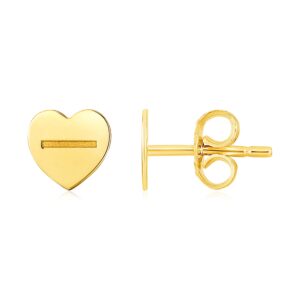 14k Yellow Gold Heart Screw Stud Earrings
