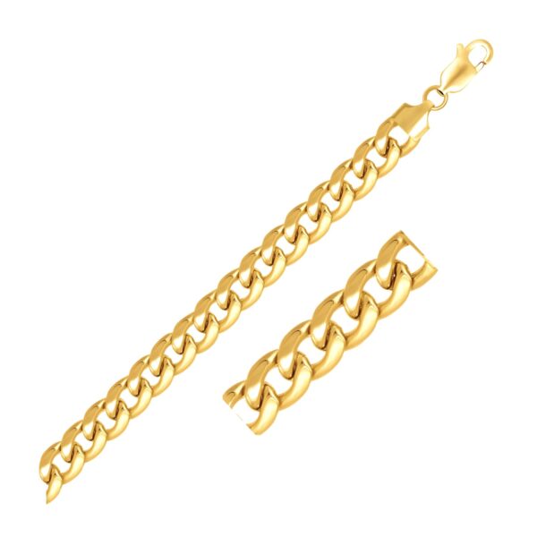 8.0mm 10k Yellow Gold Light Miami Cuban Link Bracelet For Men