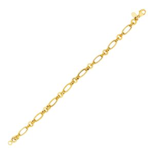 14k Yellow Gold Twisted and Polished Link Bracelet For Women