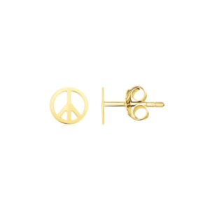 14k Yellow Gold Post Earrings with Peace Signs
