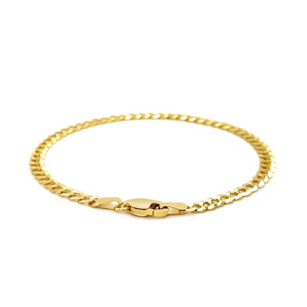 3.6mm 14k Yellow Gold Solid Curb Bracelet For Women