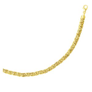 14k Yellow Gold Byzantine Link Shiny Bracelet For Women
