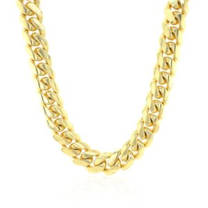 9.25mm 14k Yellow Gold Classic Miami Cuban Solid Chain