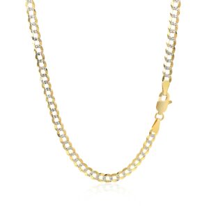 3.6 mm 14k Two Tone Gold Pave Curb Chain